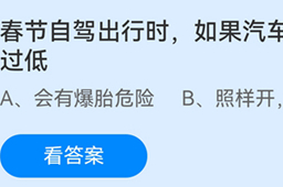 蚂蚁庄园春节自驾出行时如果汽车轮胎的胎压过低